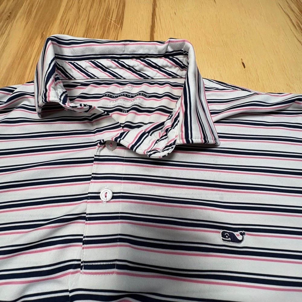 Vineyard Vines Performance‎ White Blue Pink Stripe Mens Medium